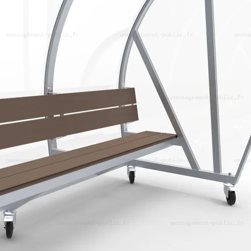 Banc de touche mobile avec auvent pour aménagements sportifs extérieurs